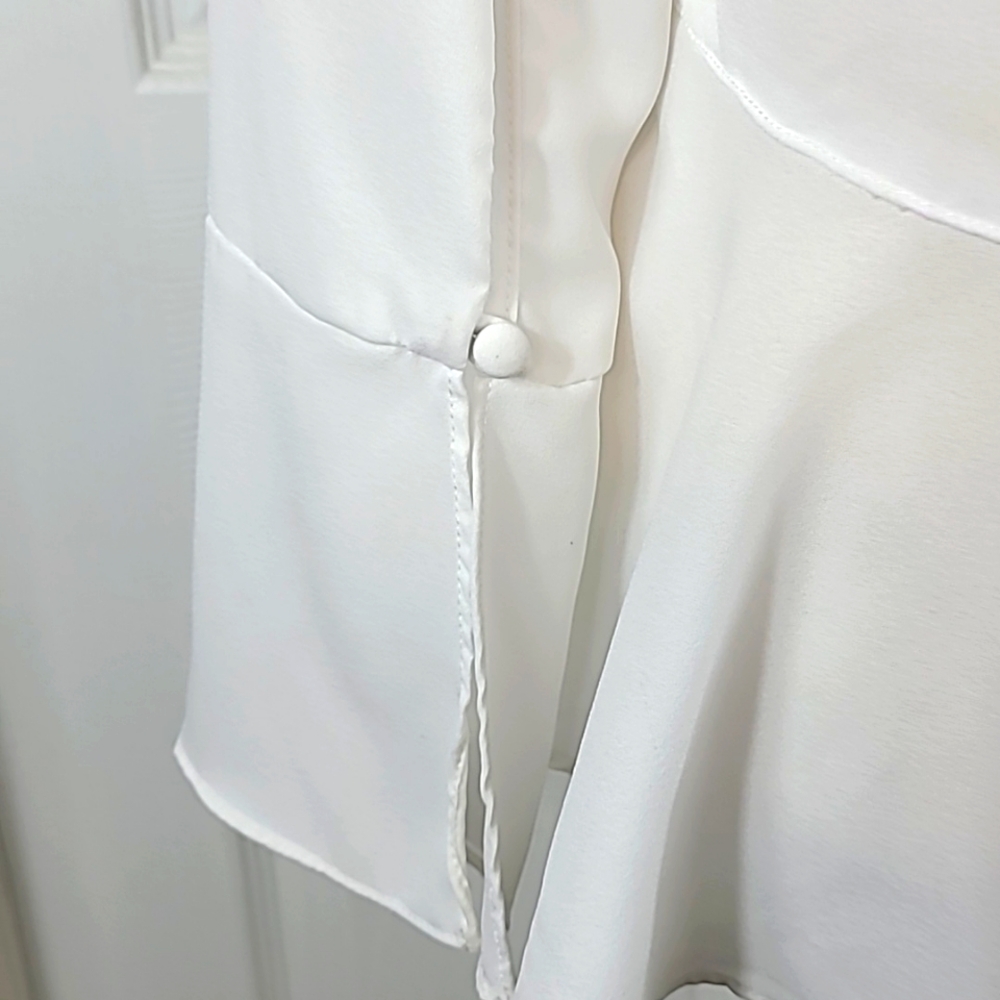 Soft Surroundings Cream Peplum V-Neck Blouse - Picture 6 of 13